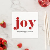 Red JOY Bold Typografie Moderne Kerst Servet (Insitu)