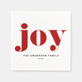 Red JOY Bold Typografie Moderne Kerst Servet