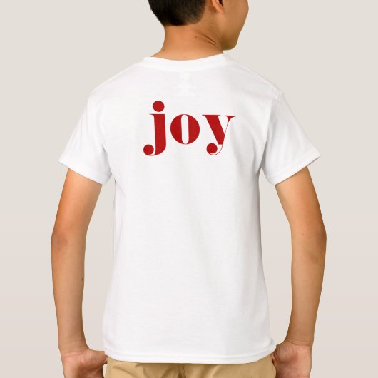 Red JOY Bold Typografie Moderne Kerst T-shirt (Achterkant)