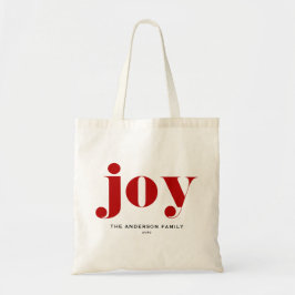 Red JOY Bold Typografie Moderne Kerst Tote Bag