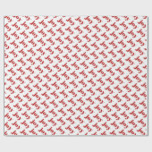 Red JOY Bold Typografie Patroon Modern Christmas Cadeaupapier (Vlak)