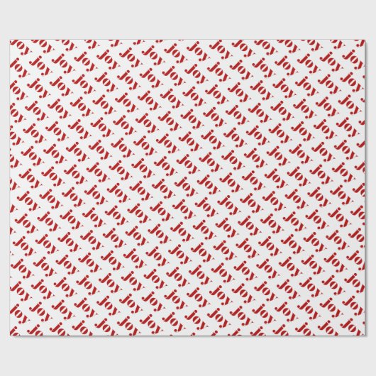 Red JOY Bold Typografie Patroon Modern Christmas Cadeaupapier (Vlak)