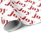 Red JOY Bold Typografie Patroon Modern Christmas Cadeaupapier (Rol Hoek)