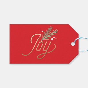 Red Joy Faux Foil kerstfeestdag Cadeaulabel