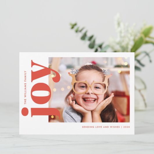 Red Joy Holiday Kaart (Staand voorkant)