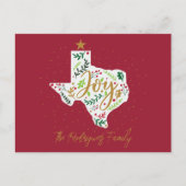 Red Joy Holiday Leaves Texas Shape Briefkaart (Voorkant)