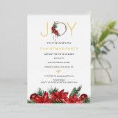 Red Joy kerstfeestfeest Folie Uitnodiging (Staand Voorkant)