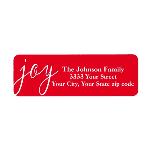 Red Joy kerstretour-adreslabels Etiket (Voorkant)