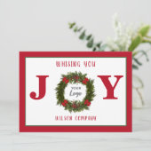 Red Joy met de zakelijke logo-feestdagkaart Feestdagenkaart (Staand voorkant)