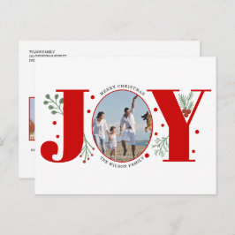 Red Joy met kerstfeestfoto's met bessen Briefkaart