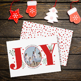 Red Joy met kerstfoto's met bessen Feestdagenkaart