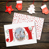 Red Joy met kerstfoto's met bessen Feestdagenkaart