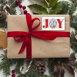 Red Joy met kerstfoto's met bessen Rechthoekige Sticker