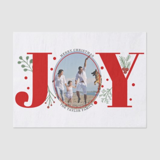 Red Joy met kerstfoto's met bessen Tissuepapier (Voorkant)