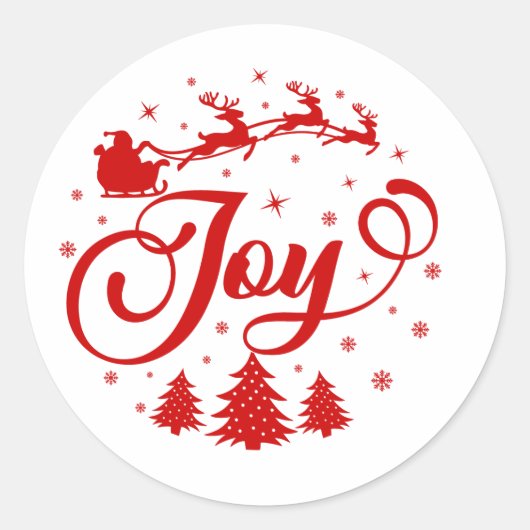 Red Joy Script Kerstvakantie Ronde Sticker (Voorkant)