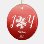 Red Joy Snowflake Ceramic Ornament (Links)