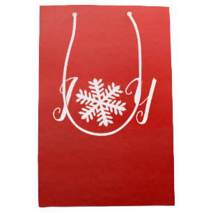 Red Joy Snowflake Medium Gift Bag Cadeauzakje