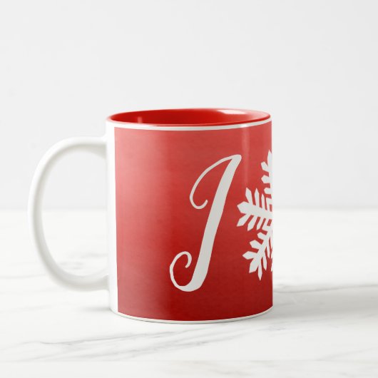 Red Joy Snowflake Tweekleurige Koffiemok (Links)