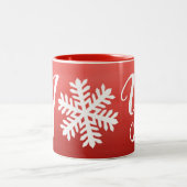 Red Joy Snowflake Tweekleurige Koffiemok (Center)
