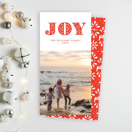 Red Joy Swedish Dala Horse Holiday Fotocard Feestdagenkaart
