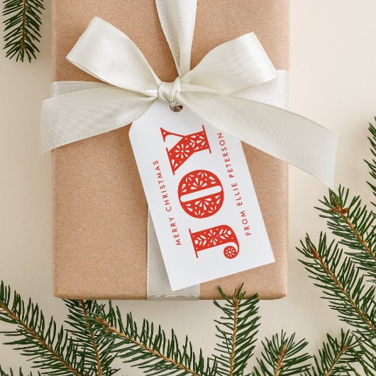 Red Joy Swedish Dala Horse Holiday Gift Label Cadeaulabel