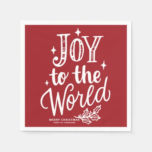 Red Joy to the World Lettering Christmas Servet (Voorkant)