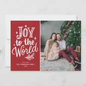 Red Joy to world Kerstcarol Foto Feestdagenkaart (Voorkant)