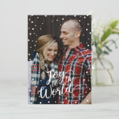 Red Joy to World Snow Custom Photo Feestdagenkaart (Staand voorkant)