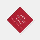 Red Joy Vrede Liefde Minimale Kerstmis Familienaam Servet (Hoek)