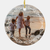 Red Joy Zweedse volkskunst met jaarnaam en foto Keramisch Ornament (Achterkant)