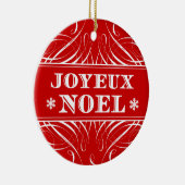 Red Joyeux Noel Elegant kerstversier Keramisch Ornament (Rechts)