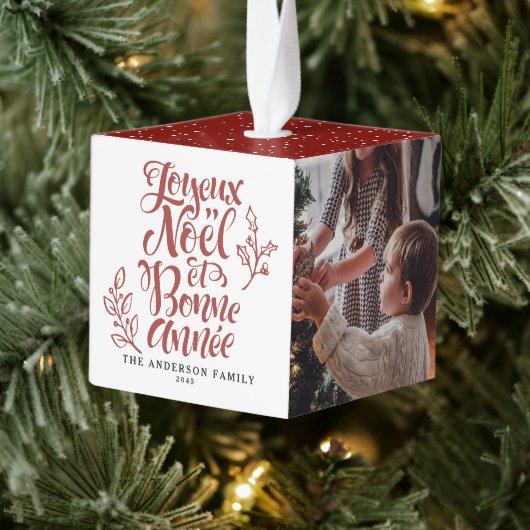 Red Joyeux Noël en Bonne Année Foto Decoratie (Boom)