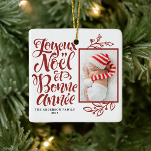 Red Joyeux Noël en Bonne Année Foto Keramisch Ornament
