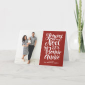 Red Joyeux Noël et Bonne Année Script Foto Feestdagen Kaart (Voorkant)