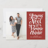 Red Joyeux Noël et Bonne Année Script Foto Feestdagenkaart (Voorkant)