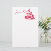 Red Joyeux Noël met kerstboom Briefpapier (Staand voorkant)