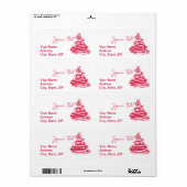 Red Joyeux Noël met kerstboom Etiket (Full Sheet)