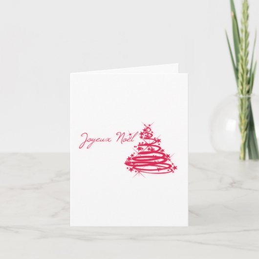 Red Joyeux Noël met kerstboom Feestdagen Kaart (Voorkant)
