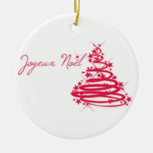 Red Joyeux Noël met kerstboom Keramisch Ornament