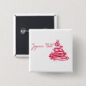 Red Joyeux Noël met kerstboom Vierkante Button 5,1 Cm (Voorkant /achterkant)