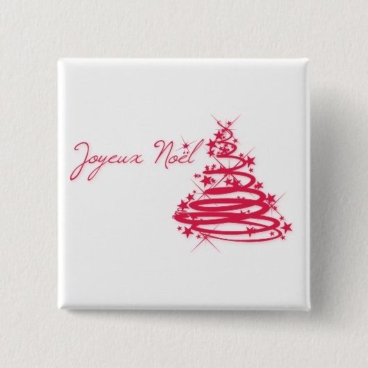 Red Joyeux Noël met kerstboom Vierkante Button 5,1 Cm (Voorkant)