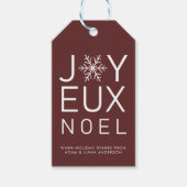 Red Joyeux Noel Minimalist Holiday Gift Labels Cadeaulabel (Voorkant)