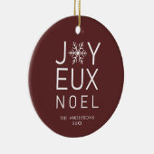 Red Joyeux Noel Modern Typography Holiday Keramisch Ornament (Rechts)