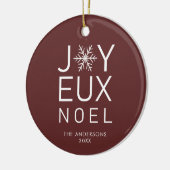 Red Joyeux Noel Modern Typography Holiday Keramisch Ornament (Links)