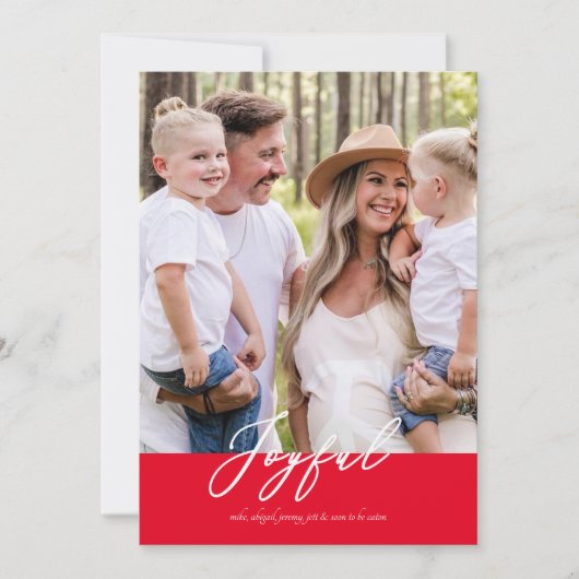 Red Joyful-serie Kerstmis geronde Feestdagenkaart (Voorkant)