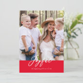 Red Joyful-serie Kerstmis geronde Feestdagenkaart (Staand voorkant)