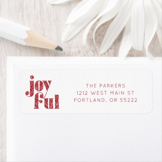  Red Joyful typografie kerst/feestdag Etiket (Insitu)