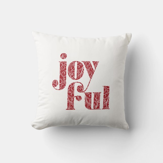 Red Joyful typografie kerst/feestdag Kussen (Voorkant)