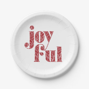 Red Joyful typografie kerst/feestdag Papieren Bordje