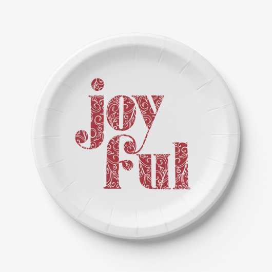  Red Joyful typografie kerst/feestdag Papieren Bordje (Voorkant)